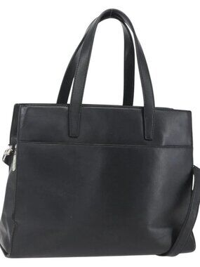 LOEWE Hand Bag Leather 2way Black Silver Auth